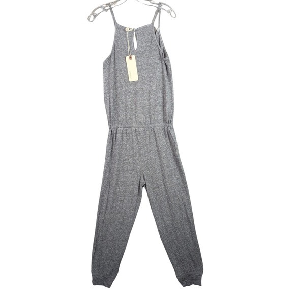 Lanston Jumpsuit Womens Sz Small  Gray Spaghetti Strap Blouson Romper Preppy NWT - Picture 1 of 14